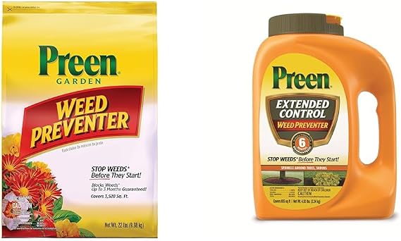Preen Garden Weed Preventer - 22 lb. - Covers 3,520 sq. ft. & Extended Control Weed Preventer - 4.93 lb. Bottle - Covers 805 sq. ft.