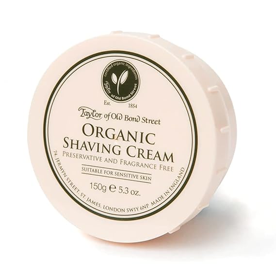 Taylor of Old Bond Street Organic Shaving Cream with Aloe & Jojoba, 5.3 oz