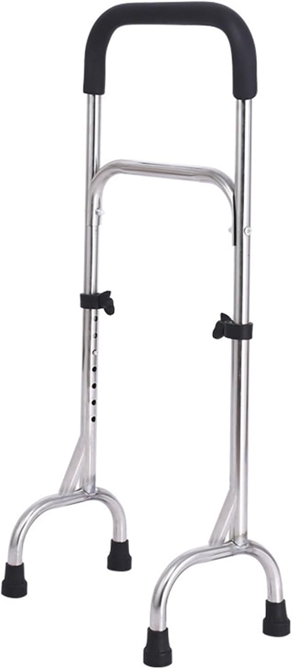 Walking Stick for Elderly, Multifunctional Standing Aid Frame, Adjustable Four Leg Wide Base Stable Stainless Steel Canes Standing Mobility Aid