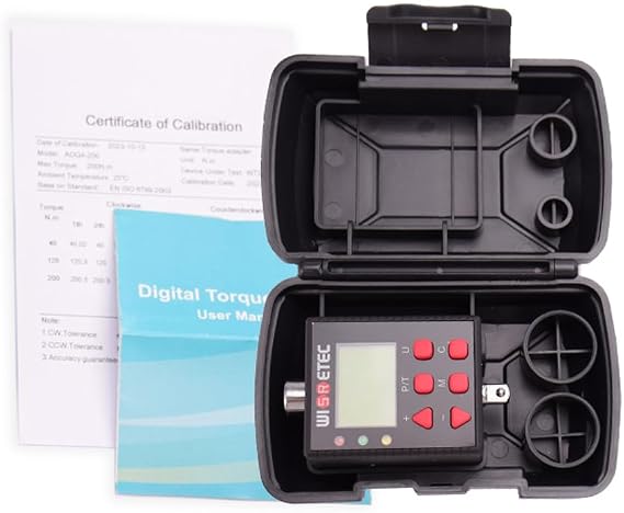 Weytoll Digital Torque Meter Digital Backlight Display Wrench Torque Tester Two Working Modes Adjustable Five Units Switchable with Buzzer and LED Indicator Light Function