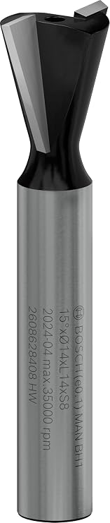 Bosch Professional Bosch Professional Accessory 2 608 628 408 Zinc Milling Bit 8 Mm, D1 14.0 Mm, U 14.0 Mm, 15°