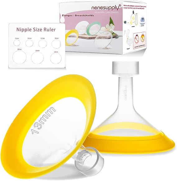 Nenesupply 13mm Oval Flanges Compatible with Medela Breast Pump Parts Replace Medela Flange Accessories. Work with Pump in Style Parts Symphony Parts Swing Maxi Harmony and Personalfit Flex