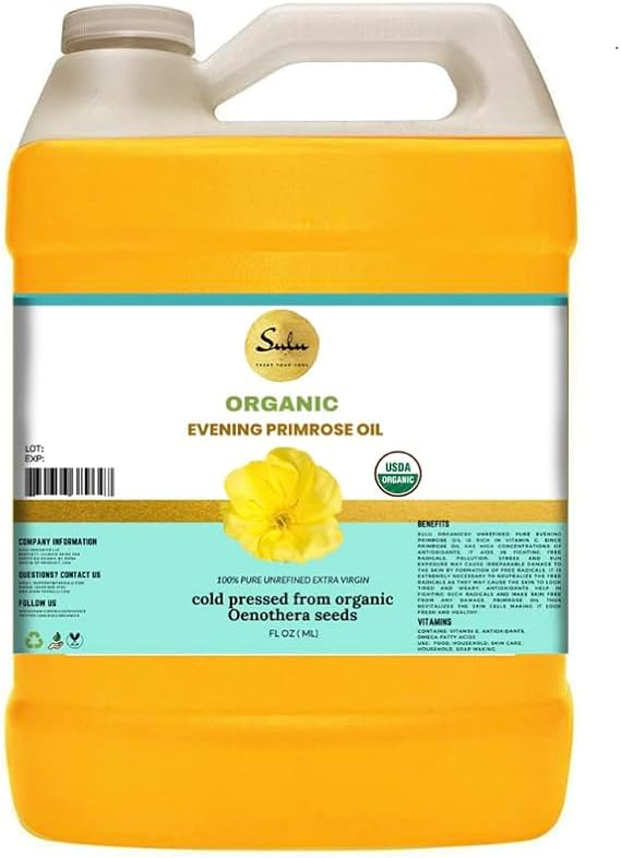 SULU ORGANICS 4 LBS 100% Pure Unrefined Cold Pressed Virgin Evening Primrose Oil 12% GLA