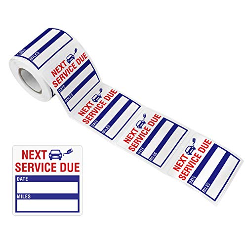 150 PCS Oil Change Auto Maintenance Service Due Reminder Stickers,WaterproofTear Resistant Residue-Labels in Roll with Perforation LineEach Measures 2 X 2