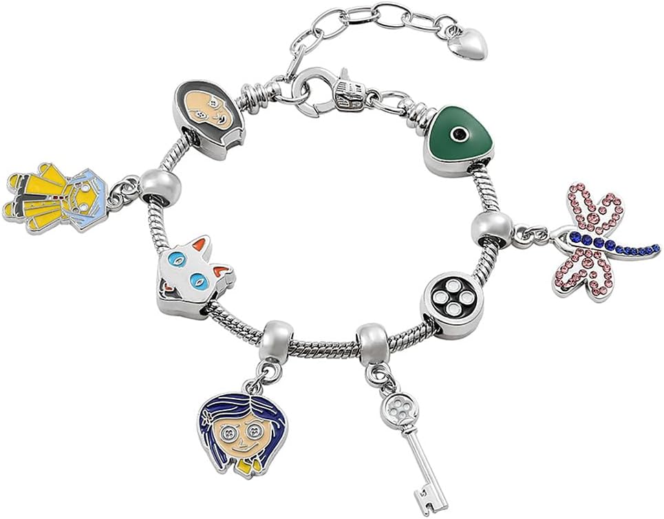 Horror Movie Coraline Pandora Bracelet Beads Charms Cartoon Halloween Women Wrist Adjustable Accessories Jewelry Gifts