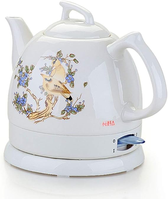 Kettles - Electric Ceramic Cordless White Kettle Teapot - Retro 1.0L Jug 1000W Boils Water Fast for Tea Coffee Soup Oatmeal - Removable Base Boil Dry Protection Easy to use lofty ambition