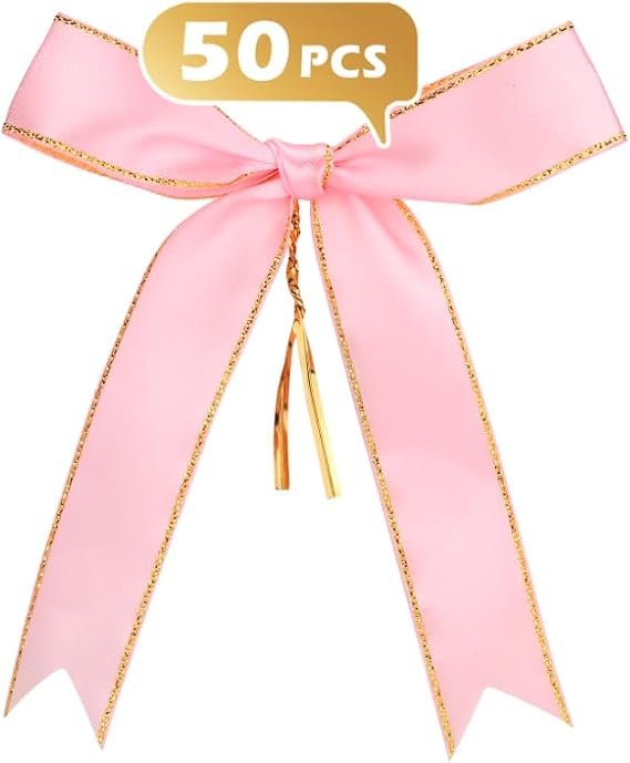 Pink and Blue Bows for Gender Reveal Party Decoration,Backdrop,Gift Wrap,50pcs Pack