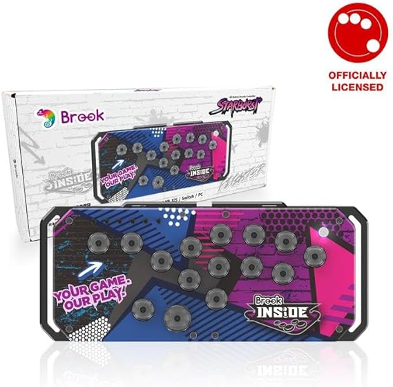 Brook Fighter Starburst All-Button Arcade Controller for PS5, PS4, Xbox Series X|S, NS & NS2, PC – Hot-Swappable Switches, RGB Lighting, Adjustable Angles, Tournament-Grade Performance