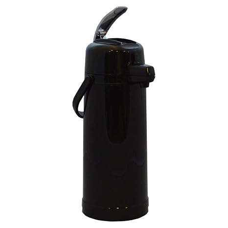 Service Ideas Eco-Air Airpot with Lever, 81.1oz, Vacuum Insulated | ECALS22PBLK Coffee Dispenser in 2.4 Liter, Shiny Black Finish, Stainless Steel Vacuum Insulated