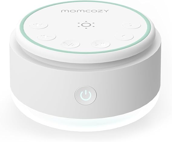 Momcozy Sound Machine for Baby | Portable White Noise Sound Machine for Sleep Rechargeable | 20 Sleep Sounds White Noise Machine with Nursery Night Light | Travel Sleep Sound Machine Battery Based | 20 Soothing Sounds, Portable White Noise Machine for Sleeping, Timer and Memory, Travel Companion & Nursery Must-Have, Green