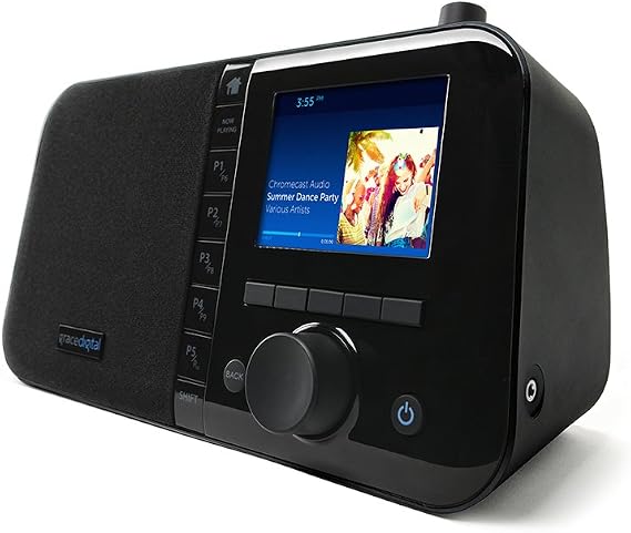 Grace Digital Mondo Elite Smart Internet Radio, Bluetooth, Wi-Fi, 7-Day Alarm Microphone-Free (Black)
