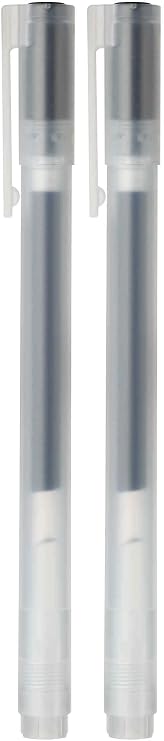 MUJI 02796815 Gel Ink Ballpoint Pen, Black, 5.5 x 0.4 inches (140 x 10 mm), Lead Diameter: 0.02 inches (0.5 mm), Cap Type (Pack of 2)