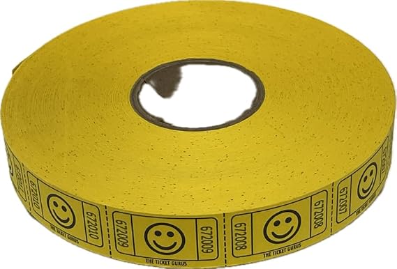 The Ticket Gurus-2000 Yellow Smile Tickets Single Roll Consecutively Numbered Raffle Tickets