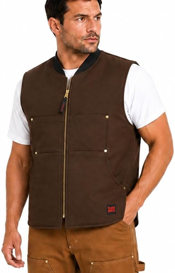 Tough Duck Lined Vest - Heavy-Duty Workwear for Cold Conditions | Insulated, Durable, Weather-Resistant | Cotton 12 oz, Dark Brown, X-Large