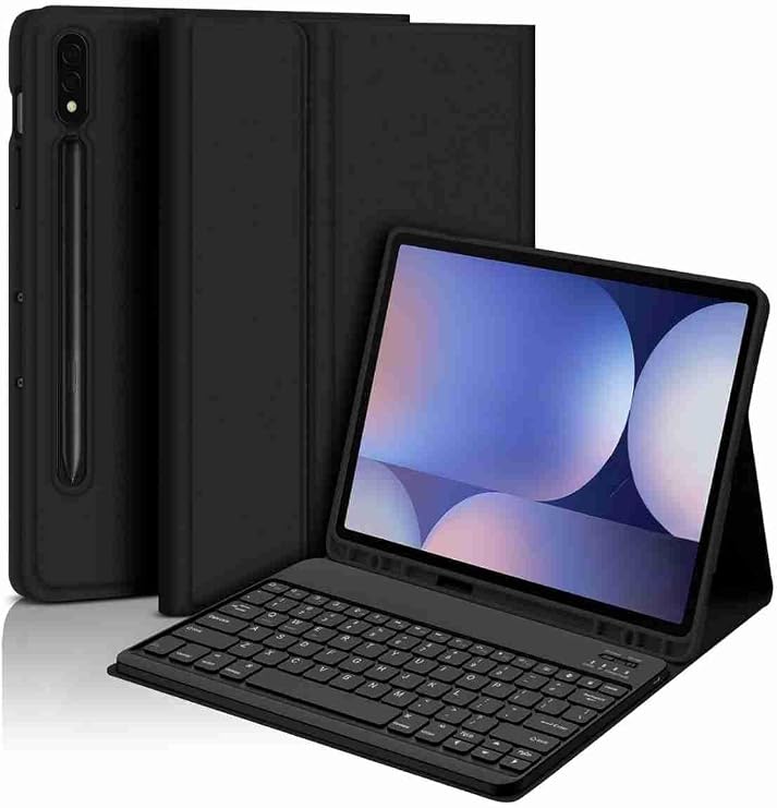 Fuchsia Galaxy Tab S9 Plus / S9 FE Plus ile Uyumlu 12.4" Klavyeli Tablet Kılıfı