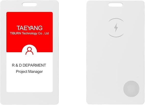 E-Ink Smart Badge, TiBurn E-Ink Smart Badge Holder, Editable Smart ID Badge Holder with Tag, NFC and Bluetooth, E-Paper Screen, Employee Student Badge
