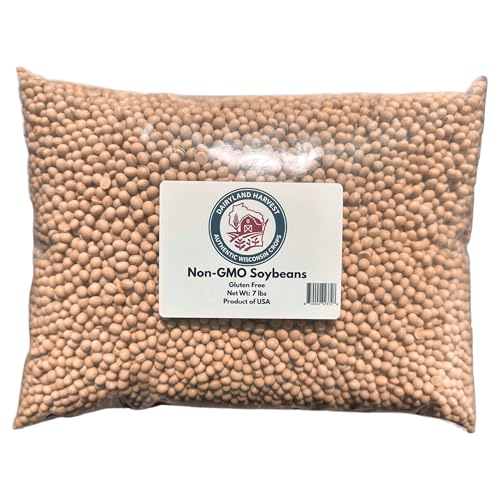 Dairyland Harvest Non-GMO Soybeans 100% Natural Whole Soya beans for Soy Milk & Tofu Making Food-Grade, High-Protein, USA Grown 7 lbs