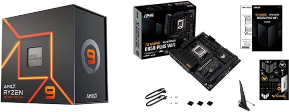 AMD RyzenTM 9 7900X 12-Core, 24-Thread Unlocked Desktop Processor ASUS TUF Gaming B650-PLUS WiFi Socket AM5 (LGA 1718) Ryzen 7000 ATX Gaming Motherboard(14 Power Stages, PCIe 5.0 M.2 Support)
