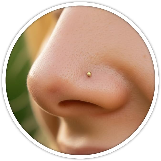 14K Gold Filled Tiny Gold Nose Stud for Women - 24G L Shaped Nose Stud - Small 1mm Ball Nostril Piercing Jewelry Dainty Gold Nose Ring - Hypoallergenic Minimal Everyday - Nose Piercing Accessory