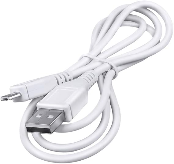 3.3ft White Micro USB Cable PC Laptop 5V DC Charging Charger Power Cord for Suaoki K12 8000mAh 300A Peak T3 T10 D21 G7 Portable Car Jump Starter Power Bank Portable Battery Booster