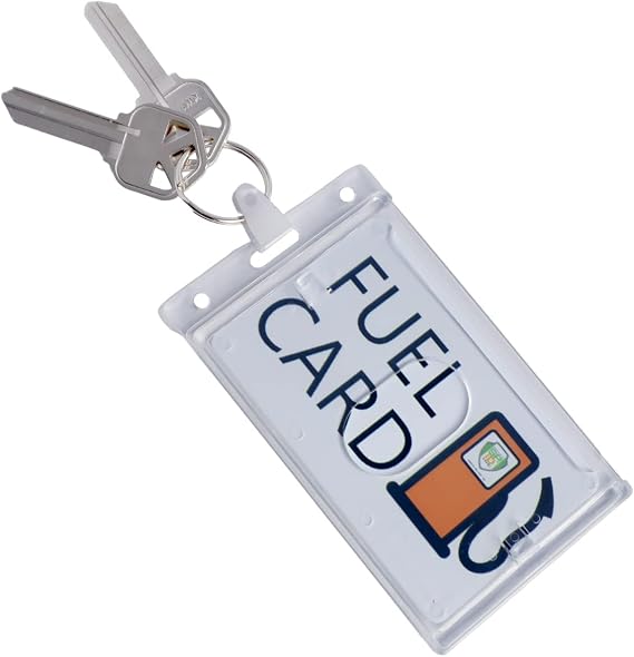 Specialist ID Rigid Fuel Card Holder with Key Ring - Clear Hard Plastic Card Protector Keychain for Fleet, Gas Cards