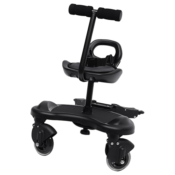 2-in-1 Universal Stroller Board with Removable Seat and Pedal - Buggy Board for Pushchair, Standing/Sitting Rider for Toddlers up to 55lbs