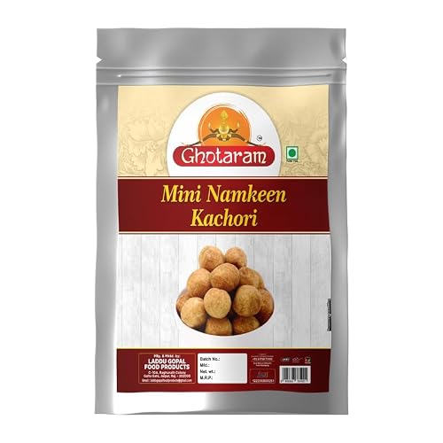 Ghotaram Indore Special Mini Kachaudee, Ready To Eat Namkeen Snack, Small Kachori Box, Yummy Masala Kachauri Namkeen - Tea Snacks - Indian Snacks, Fry in Earthnuts oil-300g1Pack