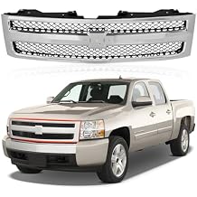 CarPartsDepot Front Grille Grill Chrome Shell with Black Insert Compatible With Chevrolet 2007-2013 Silverado 1500 GM1200572 25810707