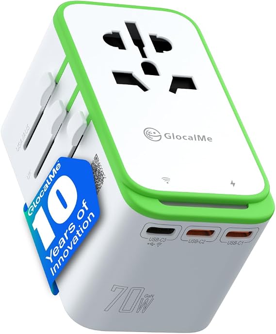 GlocalMe RoamPlug Universal Travel Adapter with 4G WiFi Mobile Hotspot