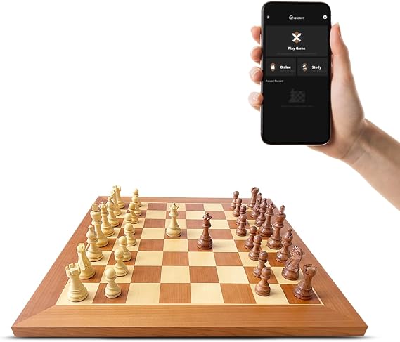 Chessnut Pro Electronic Chessboard Set Luxury Game with All Wooden Chess Pieces Detection - 55cm Tournament Size Board Set with Wooden Pieces for 1-2 Players Ages 6+
