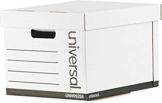 Universal 95224 Heavy-Duty Fast Assembly Lift-Off Lid Storage Box, Letter/Legal, White (Case of 12)