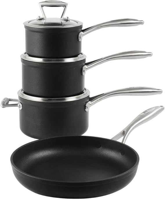 ProCook Elite Forged Cookware Set - 4 Piece, 16/18/20/26 cm, Durable Non Stick Pots - Black, Induction Compatible Cooking Pans
