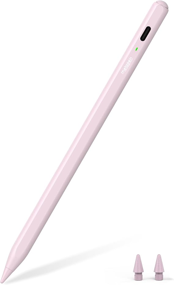 Metapen Pencil Air8 for iPad 2018-2026, 10 Min Faster Charge, Palm Rejection Stylus Pen for iPad a16/11/10/9/8/7/6th Gen, Pro 12.9/11/13-inch M4/M5, Air 3/4/5/M2/M3/M4, Mini 5/6th, Pink