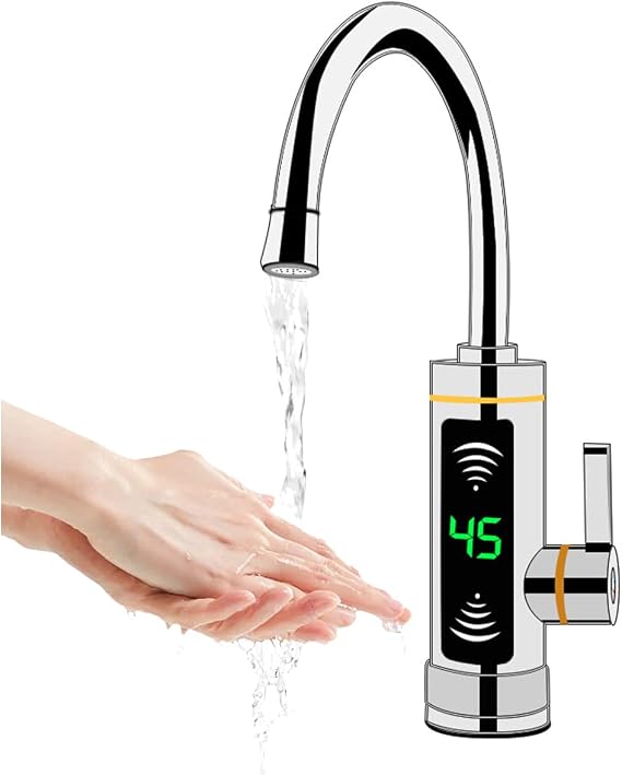 Small Electric Water Heater, Faucet Instant Water Heater, Tankless, 3-Second High-Speed Heating, 110V, 3000W, LCD Temperature Display, Electric Hot Water Heater, Electric Faucet, Cold/Hot Switching