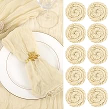 fani 100 Pack Gauze Cheesecloth Napkins Wrinkled Table Napkins Soft Cotton Cloth Napkins Rustic Decorative Napkins for Weddings Party Dinner Table Everyday Use, 20 x 20 Inch (Ivory)