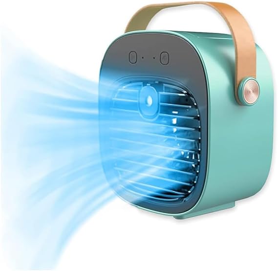Portable Air Conditioners 6000mAh Rechargeable,Mini Evaporative Air Conditioner Fan,USB Small Personal Desk AC Unit,3-Speed Quiet for Room, Office,Bedroom,Study,Travel,tent,Rooms,Indoor,outdoor (Blue)