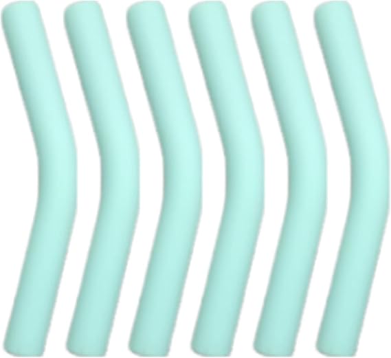 6Pcs Silicone Straw Tips, 8mm Metal Straw Tips, Silicone Straw Covers, Flex Elbow Hydraflow Straw Replacement Tip for Stainless Steel Metal Straws Light Green