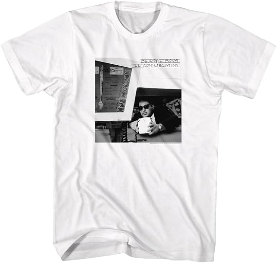 2Bhip Beastie Boys Ill Communication 1994 Album Cover T Shirt White | Officially Licensed Beastie Boys Tee, 100% Cotton Crewneck, Short Sleeve, Unisex Men Women, 90s Hip Hop Band Graphic