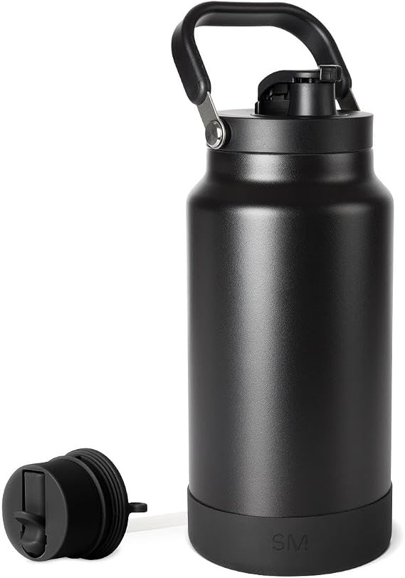Simple Modern Water Bottle Jug | Straw & Chug Lid | 64oz, Black