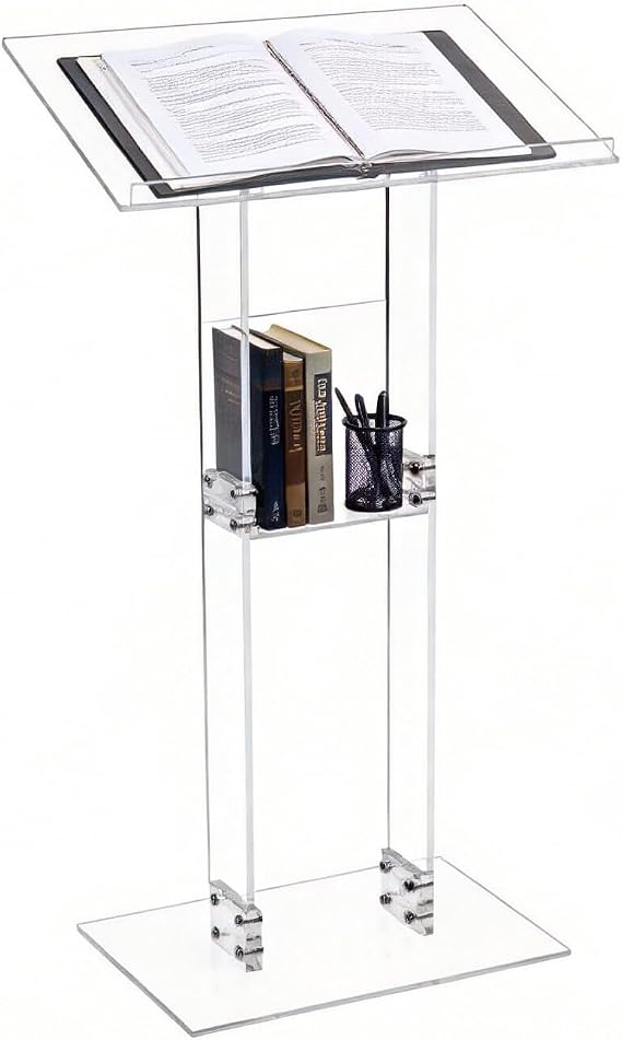 Clear Acrylic Podium Stand Lectern with Shelf Tall Acrylic Pulpit