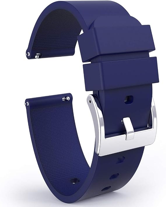 Wellfit Watch Strap, Soft Silicone Quick Release Watch Band, Stainless Steel Buckle, Choose Color & Width,18mm, 20mm, 22mm, Silky Smooth Rubber Watch Bands
