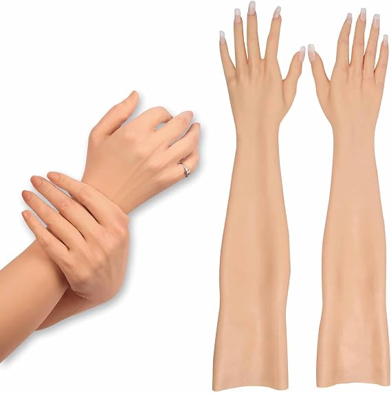 Silicone Handmade Gloves Artificial Skin Arm Cover Burn Scars Fake Hands Realistic Women Prosthesis Gloves