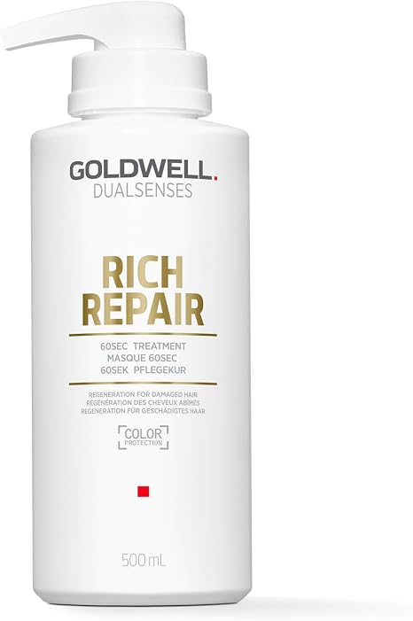 Goldwell Dualsenses Rich Repair 60Sec Treatment Deep Conditioning Hair Mask For Severely Damaged & Dry Hair, Nourishes & Regenerates Hair Structure & Strength, Restores Softness & Shine