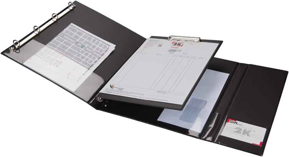 2K Multifunctional Document Presentation Presentation Company Folder Secretarial A4 4 Ring Ring Binder Mesh 250 Leaf Capacity 27x33 cm. - Navy Blue