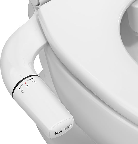 SAMODRA Ultra-Slim Hygienic Bidets Attachment for Existing Toilets - Adjustable Fresh Water Pressure Dual Nozzle (Frontal & Rear Wash) Easy to Install, Black
