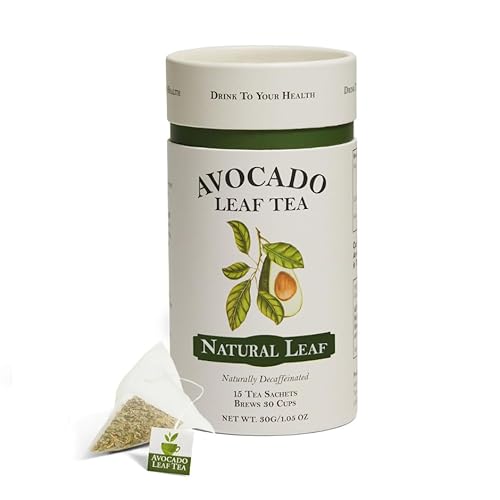 Avocado Leaf Tea Caffeine-Free Herbal Smooth, Antioxidant-Rich Wellness Tea Hot or Cold Brew All Natural, Non-GMO 15 Biodegradable Pyramid Sachets