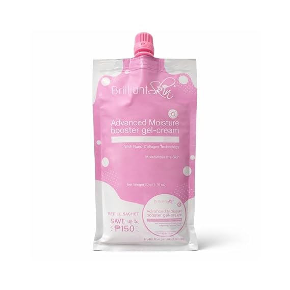 Brilliant Skin Moisture Booster Gel-Cream 50g Refill Lightweight Hydrating Facial Moisturizer with Hyaluronic Complex & Collagen Blend