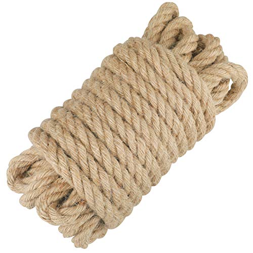 jijAcraft Jute Rope - 12 inch, 33 Feet x 12mm Thick, Heavy Duty Strong, Natural, for Crafts, Cat Scratching Post, Bundling, Hanging, Decorative