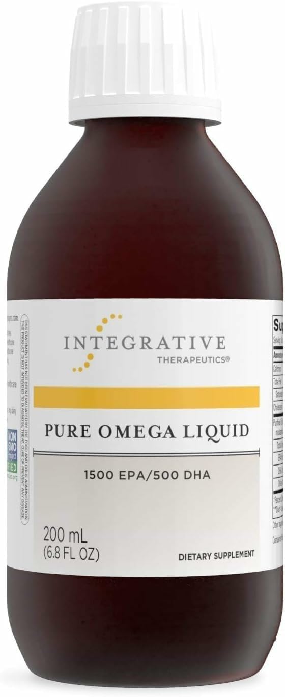 Integrative Therapeutics Pure Omega Liquid - Fish Oil Supplement for Nutritional Support - Supports Heart Health - No Fishy Burps - Sustainably Sourced - Dairy-Free - Lemon, 6.8 fl oz 40 Servings