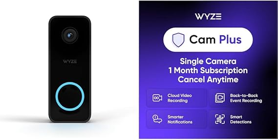 WYZE Doorbell v2 Cam Plus Monthly, Covers 1 Camera, Auto-Renews at $2.99/Month, Activation Required, Cancel Anytime
